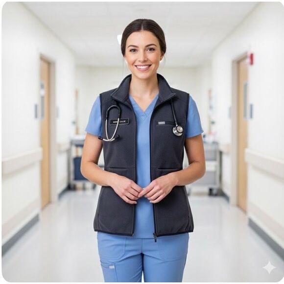 Figs Womens on Shift Fleece Vest Size XL Charcoal Gray - Picture 1 of 11